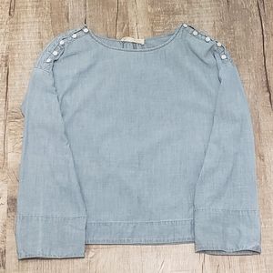 Madewell Blue Chambray Long Sleeve Blouse